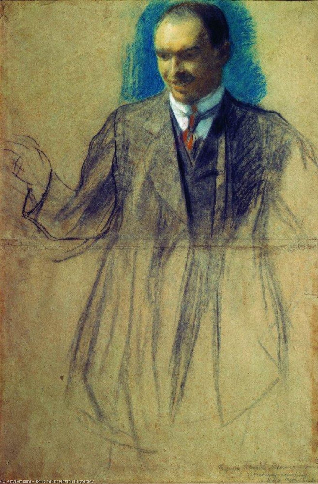 Portrait Of K.s. Petrov-vodkin — Boris Mikhailovich Kustodiev