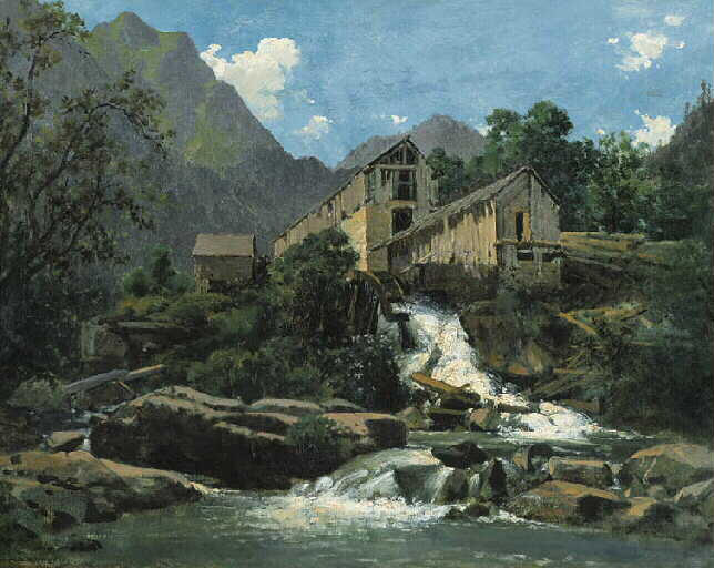 La Scierie De Gabas Paysage De Montagne (titre Ancien Inventaire) — Galos Victor