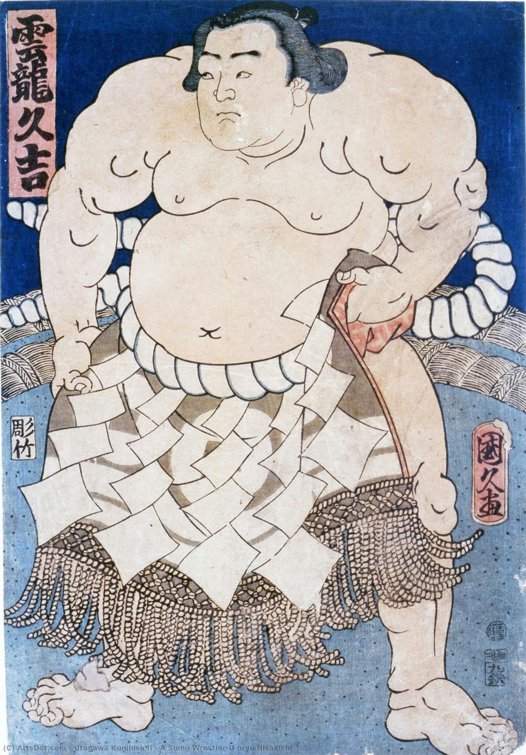 A Sumo Wrestler，u Nryu Hisakichi — Utagawa Kunihisa Ii