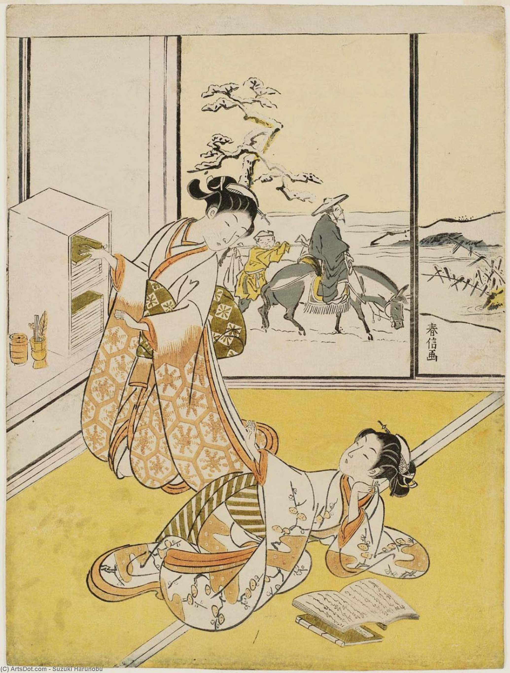 Two Women Reading Books — Suzuki Harunobu