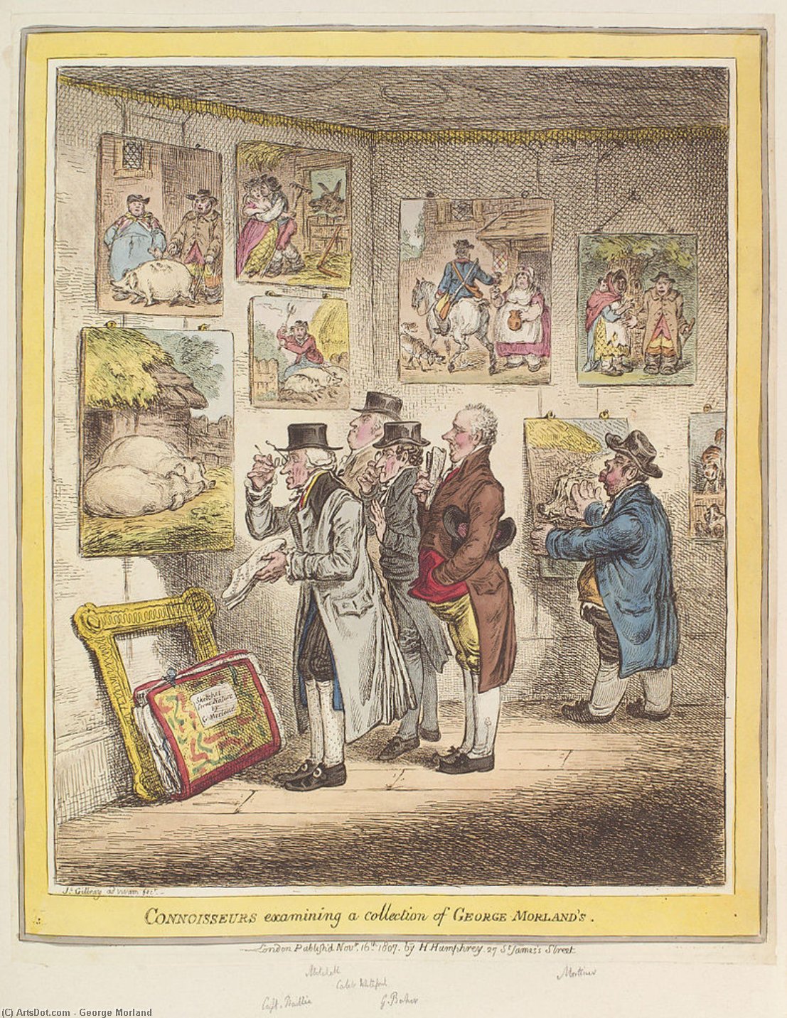 Connoisseurs Examining A Collection Of George Moreland's — George Morland