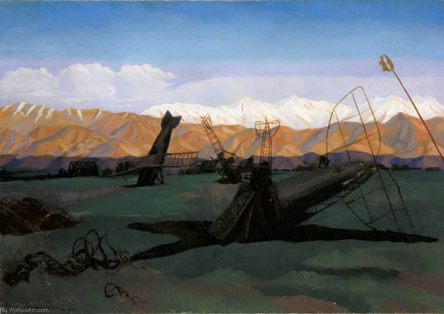 A Destroyed Turkish Aerodrome At Rayak, Lebanon, 1919 — Sydney William Carline