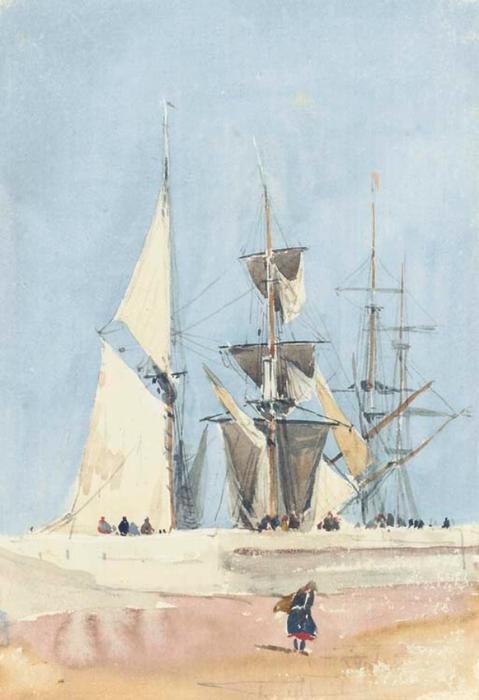 Sailing Vessels Preparing For Sea, Dieppe, France — David Cox