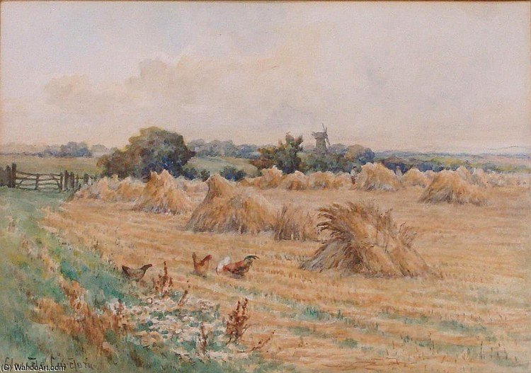 Hayfield With Chickens — Claude Cardon