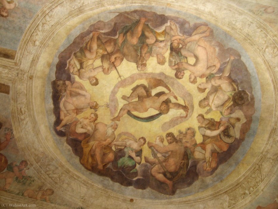 Villa Caldogno. Fresco On The Lodge Ceiling The Council Of Gods. Attibuted To Giovanni Antonio Fasolo And Others (before (1570).) — Giovanni Antonio Fasolo