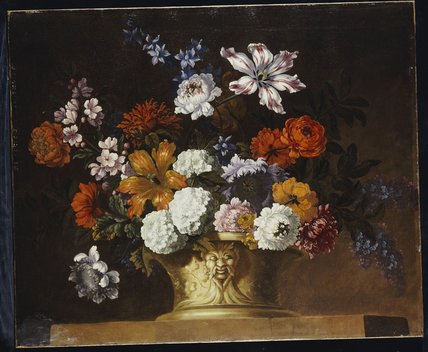 Tulips, Snowballs And Other Flowers In A Sculpted — Pieter Casteels