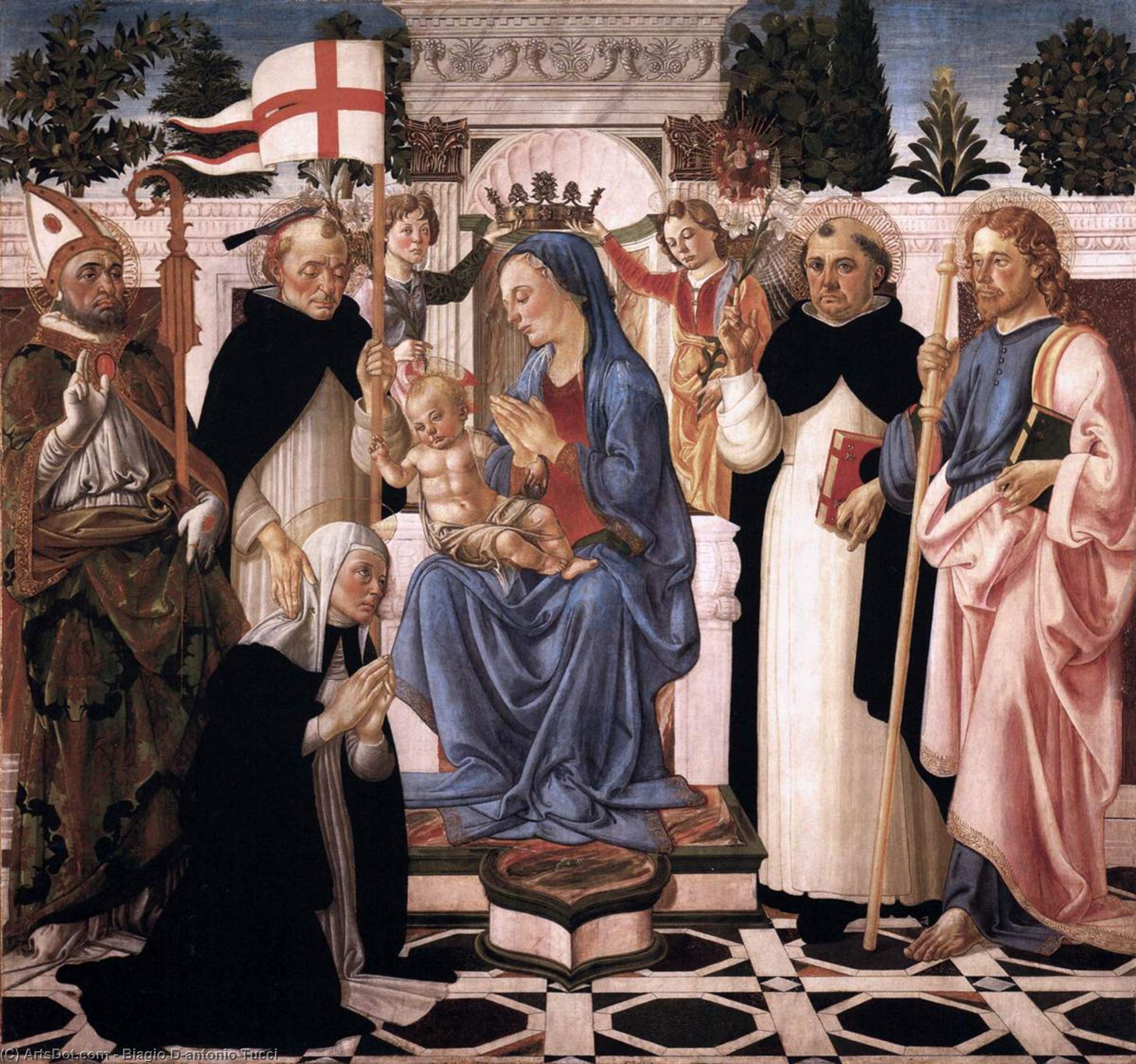 Virgin And Child Enthroned With Five Saints And Two Angels — Biagio D'antonio Tucci