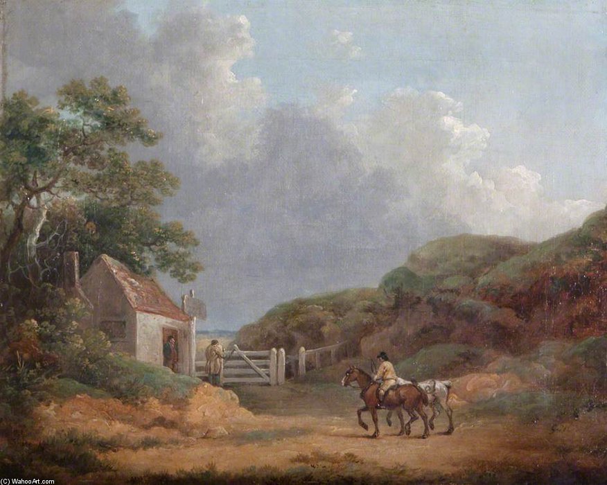 Wooded Landscape With A Toll Gate — George Morland
