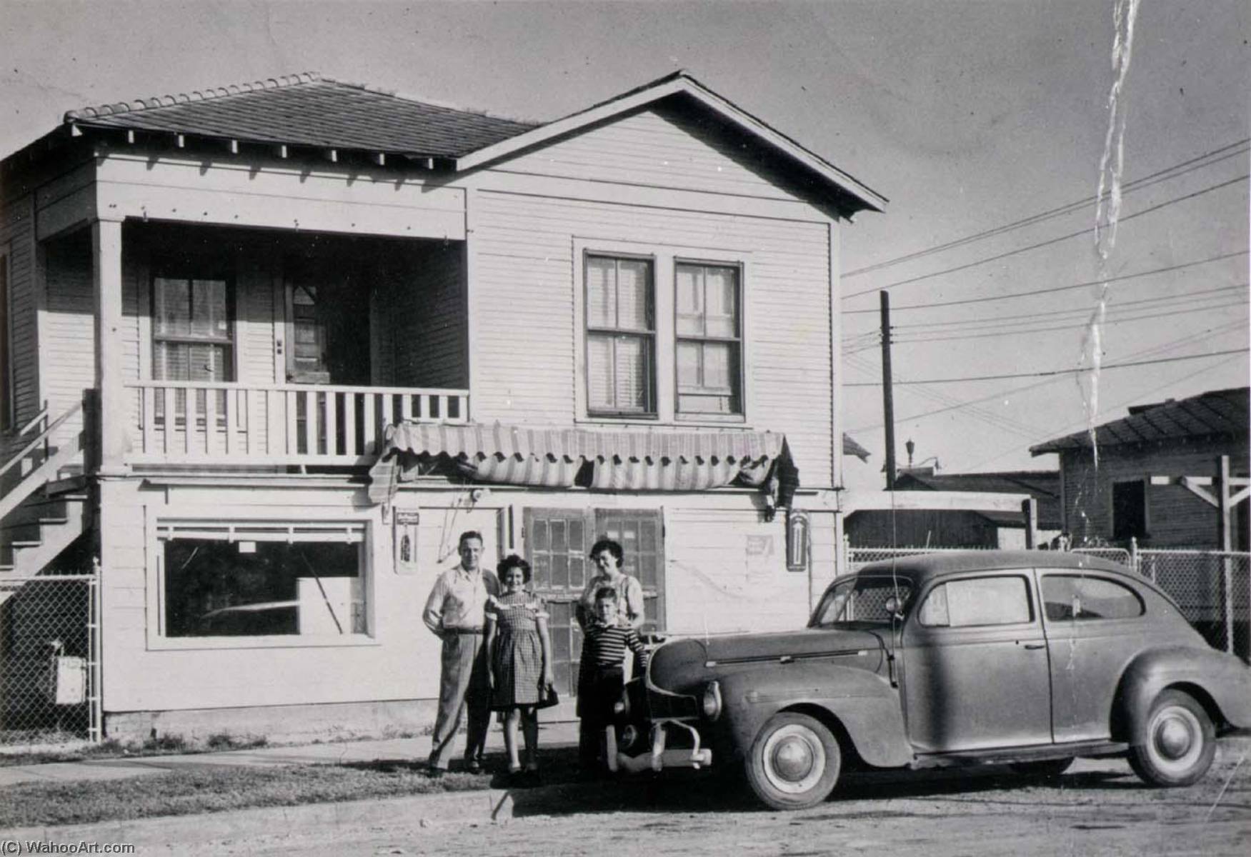 R. Carmignani Family In Front Of Store At 1502 13th Street, Galveston, 1950, From The Corner Stores Of Galveston, Galveston County Cultural Arts Council — Betty Tichich
