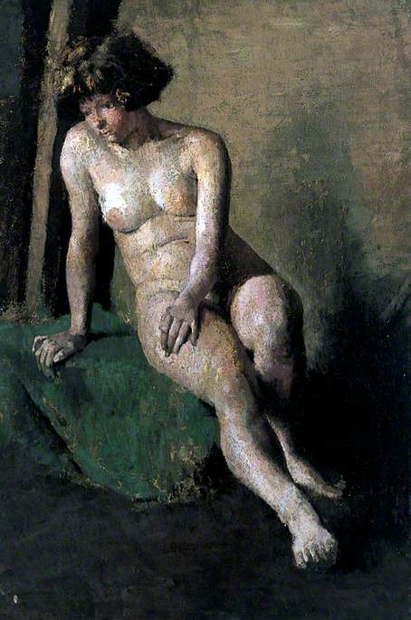 Female Figure Seated, Leaning On Her Right Arm — William D Dring