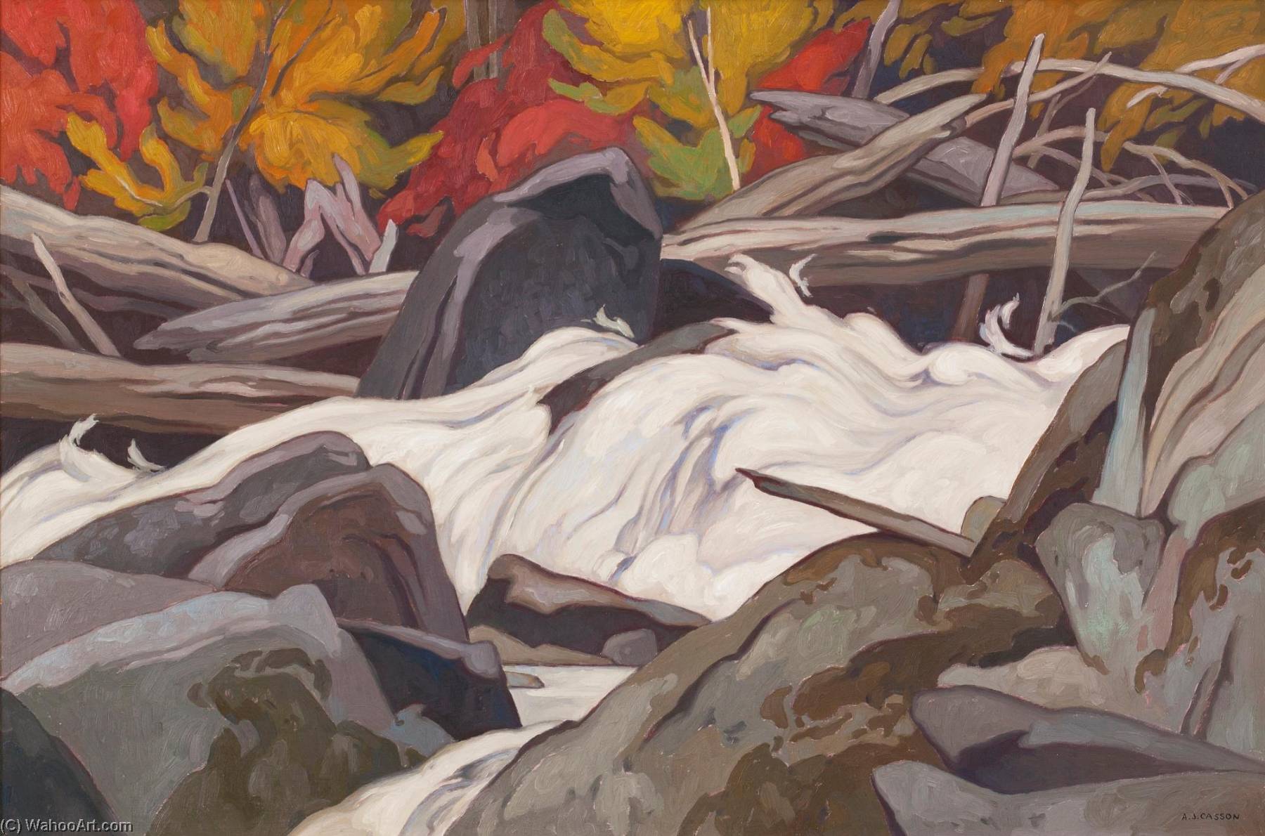 Below Ragged Falls, Oxtongue River — Alfred Joseph Casson