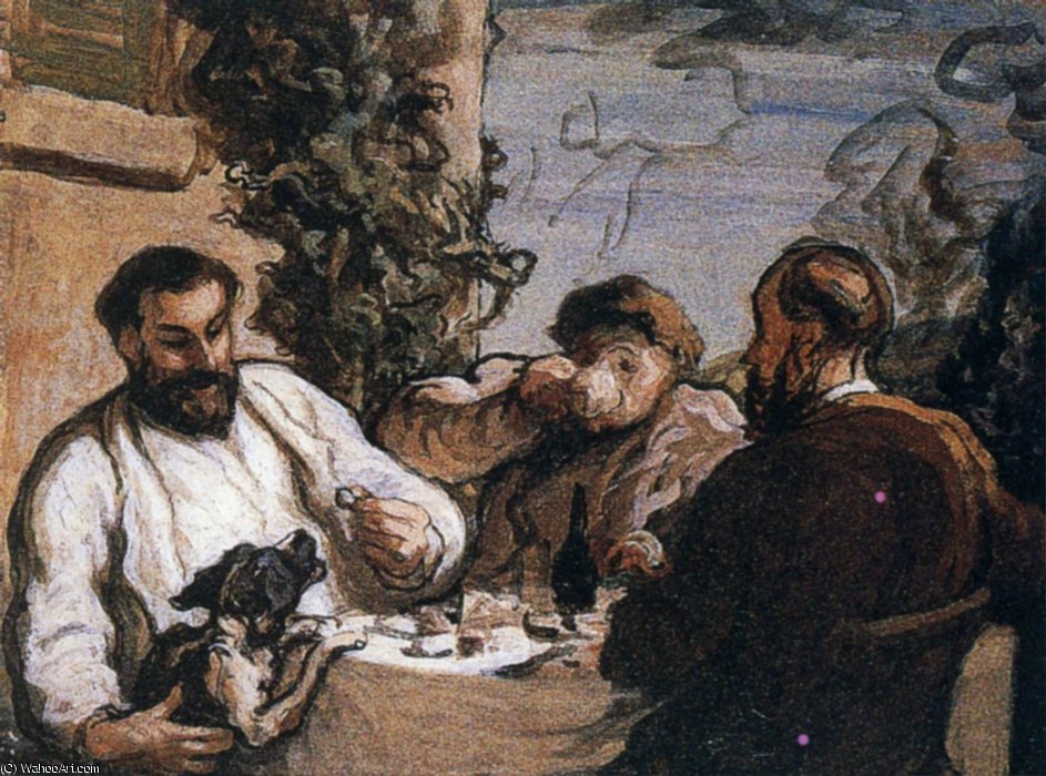 Déjeuner Dans La Campagne, Huile Sur Toile To Lunch In The Countryside, Oils On Fabric — Honoré Daumier