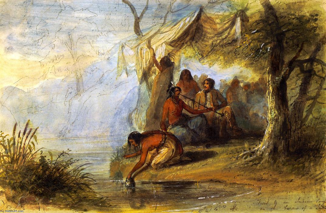 Visit To An Indian Camp On The Border Of A Lake — Alfred Jacob Miller