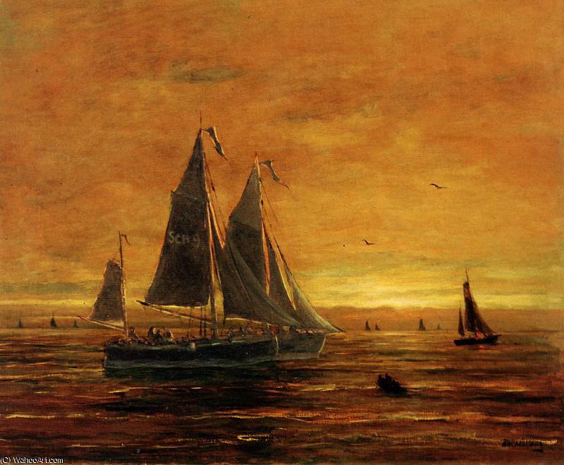 Boats At Dusk Sun — ヘンドリック・ウィレム・メスダグ