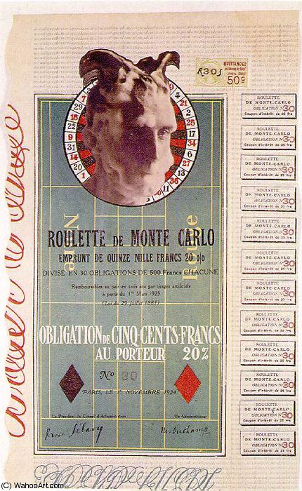 Monte Carlo Bond, Photo-collage With Photograp — Marcel Duchamp