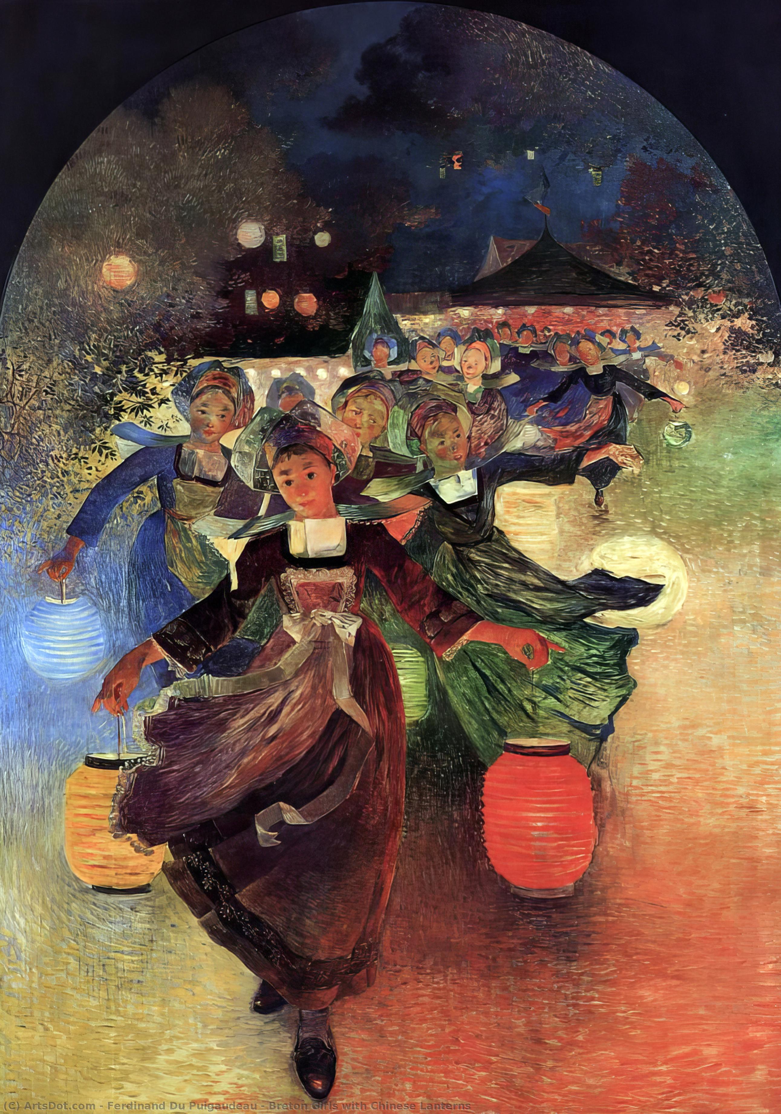 Breton Girls With Chinese Lanterns — Ferdinand Du Puigaudeau
