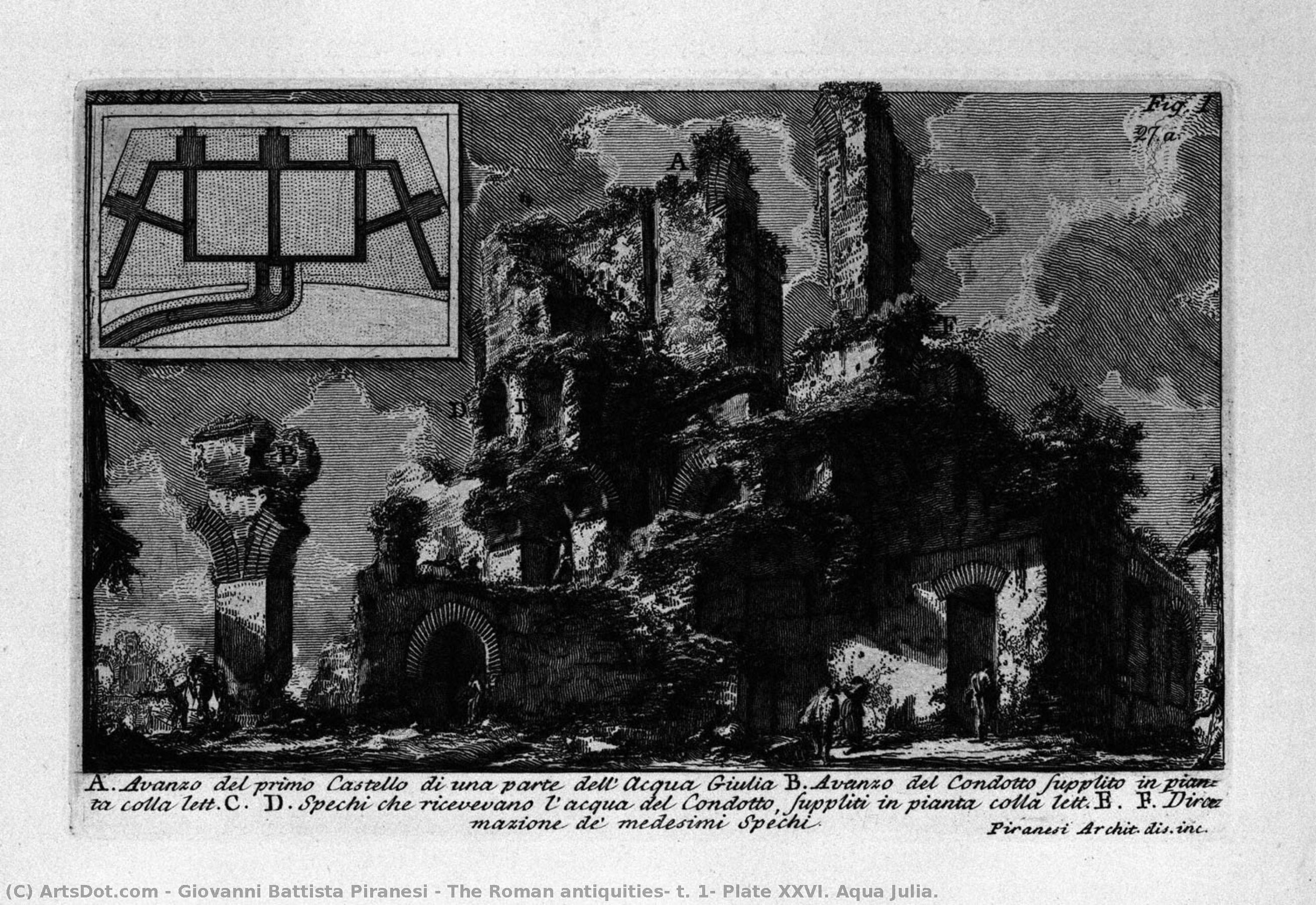 The Roman Antiquities, T. 1, Plate Xxvi. Aqua Julia. — Giovanni Battista Piranesi