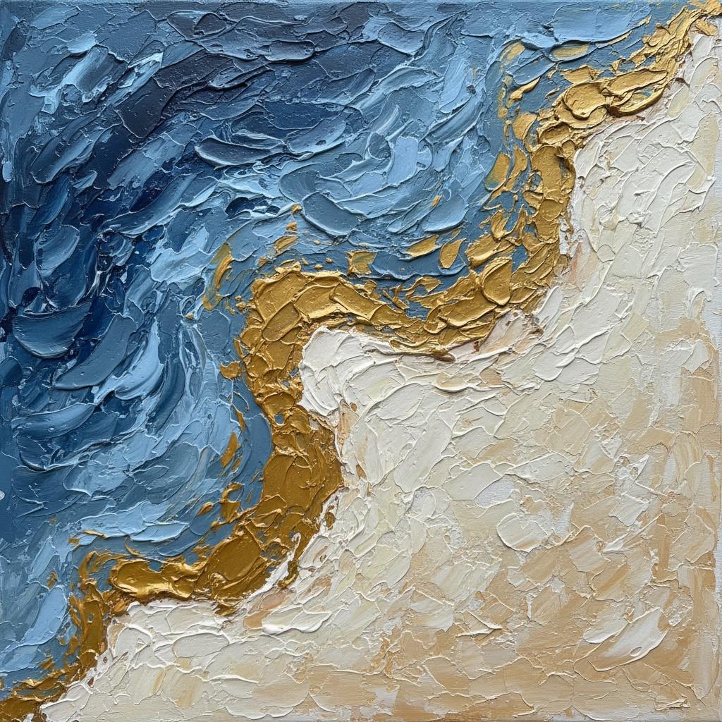 Gilded Fracture: A Monumental Study Of Celestial Tides And Golden Veins — David Moreau