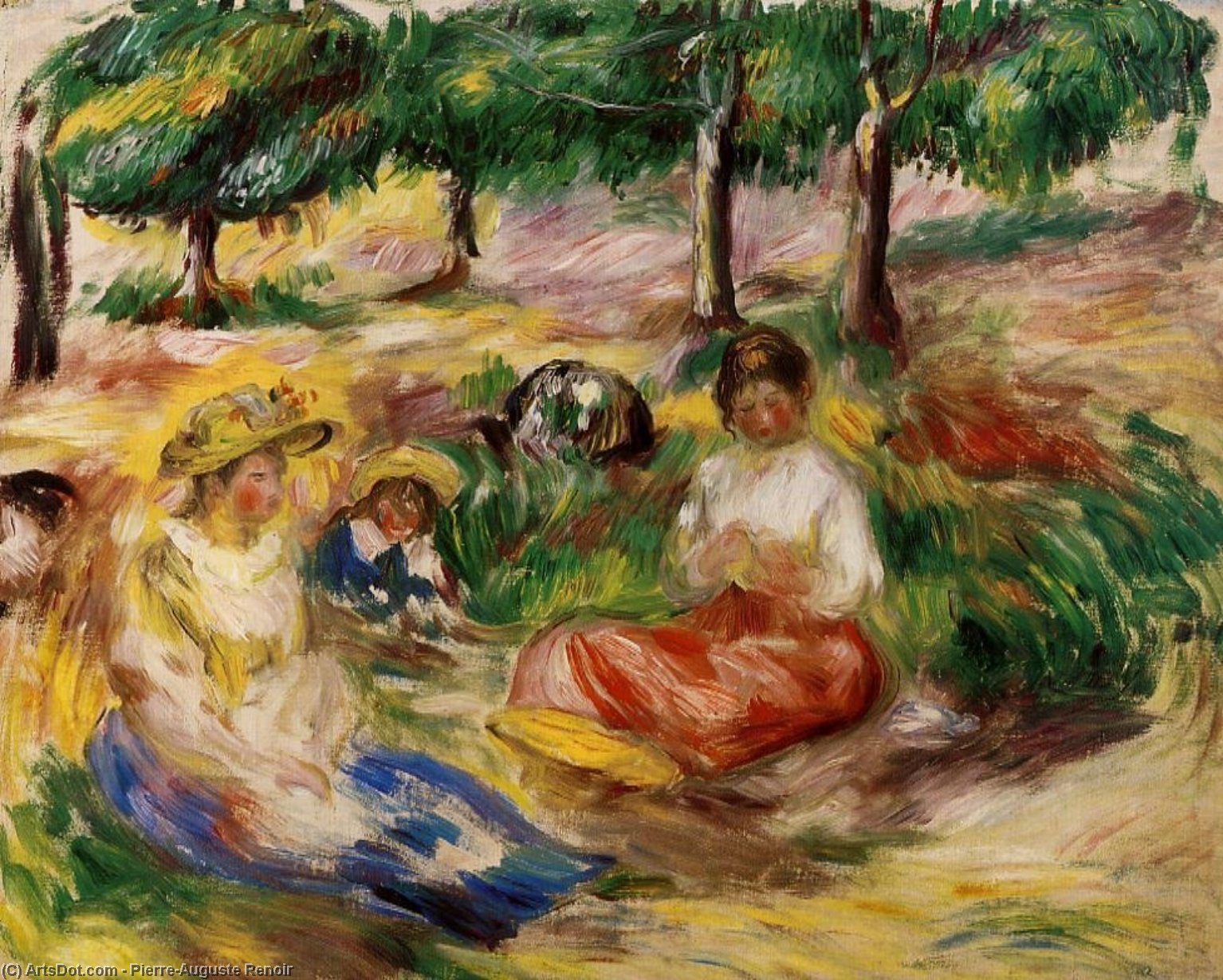 Tres Jóvenes Sentadas En El Césped — Pierre-auguste Renoir
