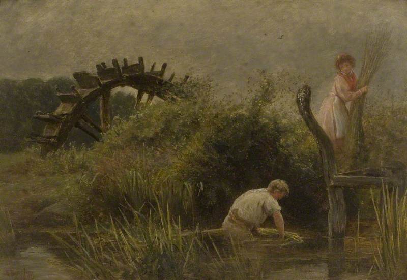 Agricultural Workers Cutting Rushes — Edgar Barclay
