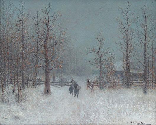 Winter Scene, (painting) — John Olson Hammerstad