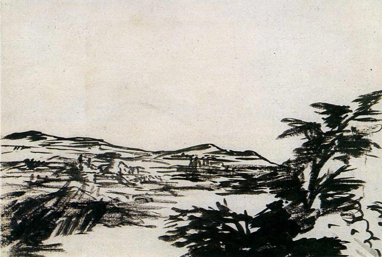 Blot Drawing In A Manner Of Alexander Cozens — Joseph Wright Of Derby