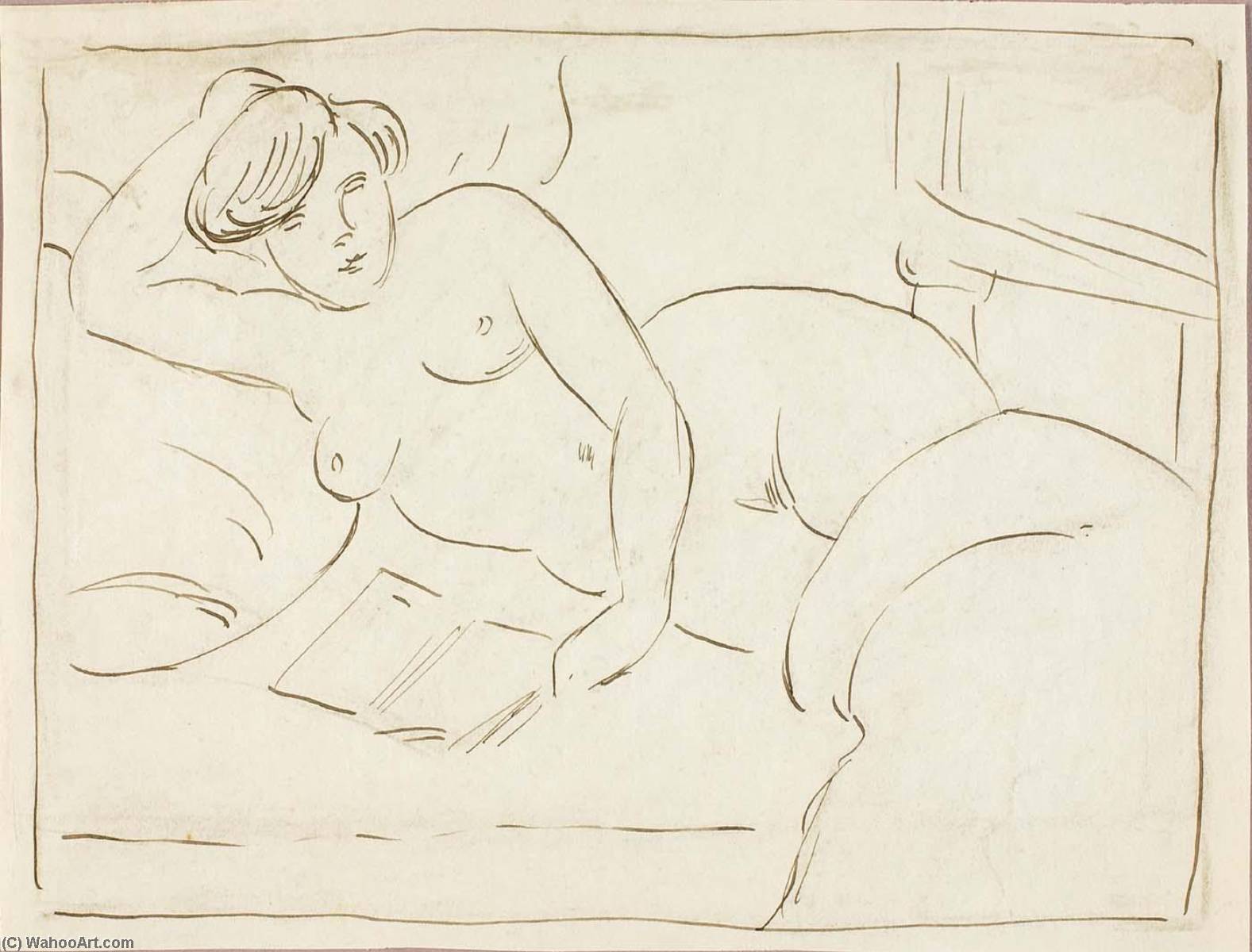 Reclining Female Nude With Book — Carl Newman
