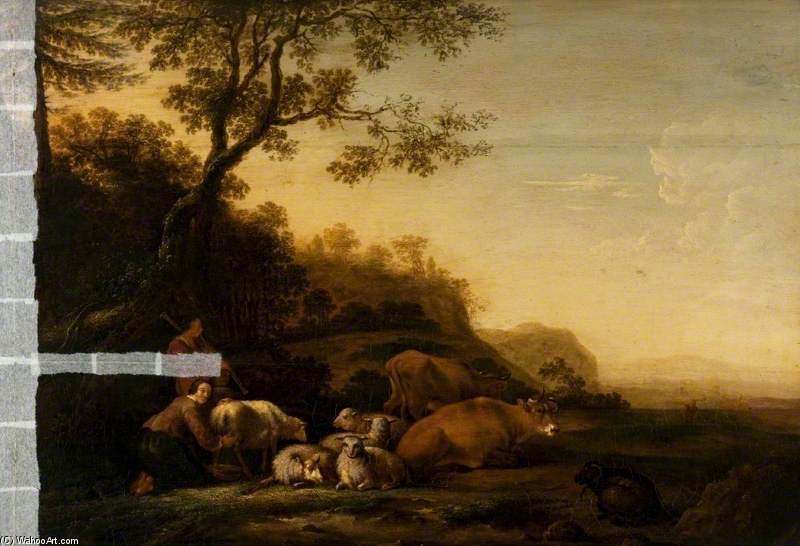 Landscape With Peasants And Cattle — Balthasar Paul Ommeganck