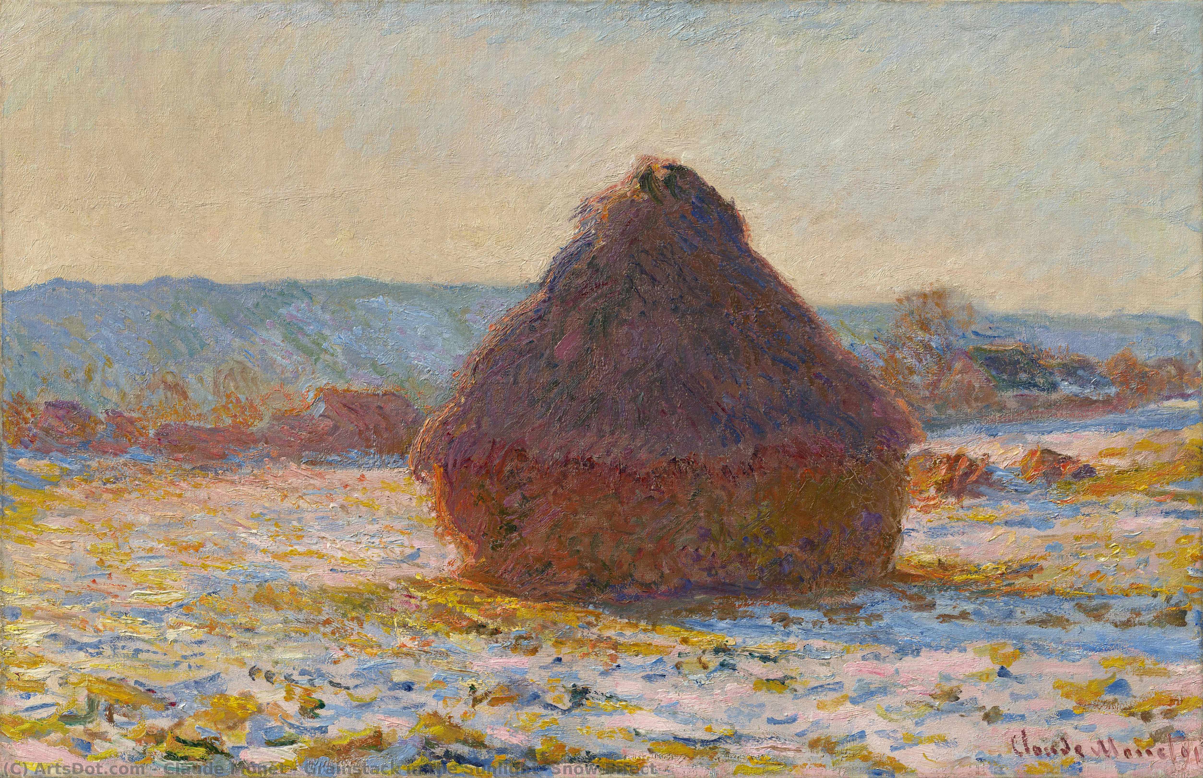Grainstack In The Sunlight, Snow Effect — クロード・モネ