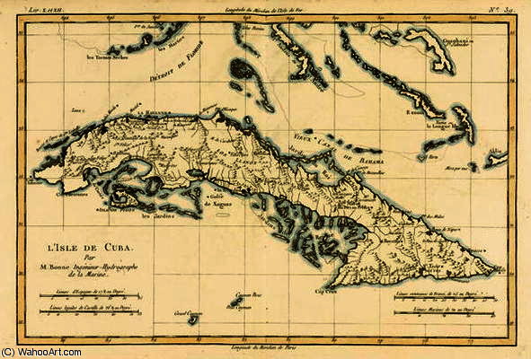 Cuba, From 'atlas De Toutes Les Parties Connues Du Globe Terrestre' By Guillaume Raynal Pu — Rigobert Bonne (charles Marie Rigobert Bonne)