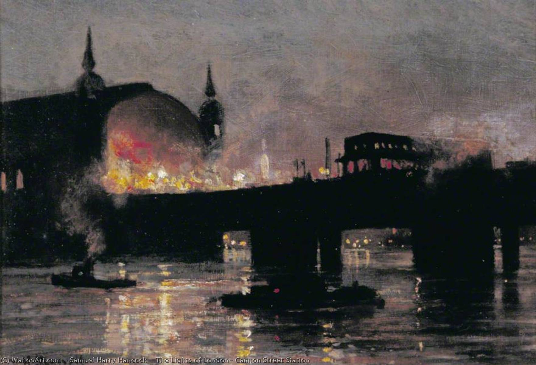 The Lights Of London, Cannon Street Station — Samuel Harry Hancock