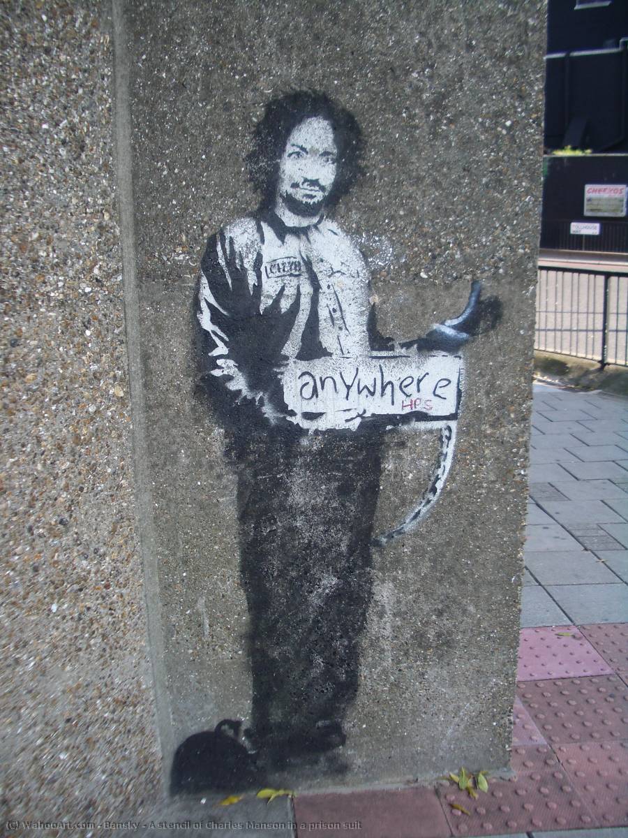 A Stencil Of Charles Manson In A Prison Suit — Banksy
