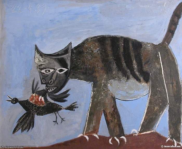 Katze, Die Ein Vogel Frisst — Pablo Picasso