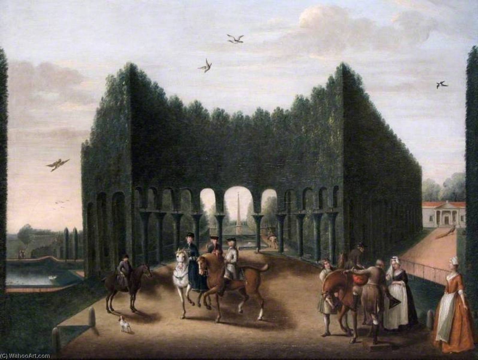 The Topiary Exhedra With A View Of The Obelisk, Hartwell House, Buckinghamshire — Balthasar Nebot