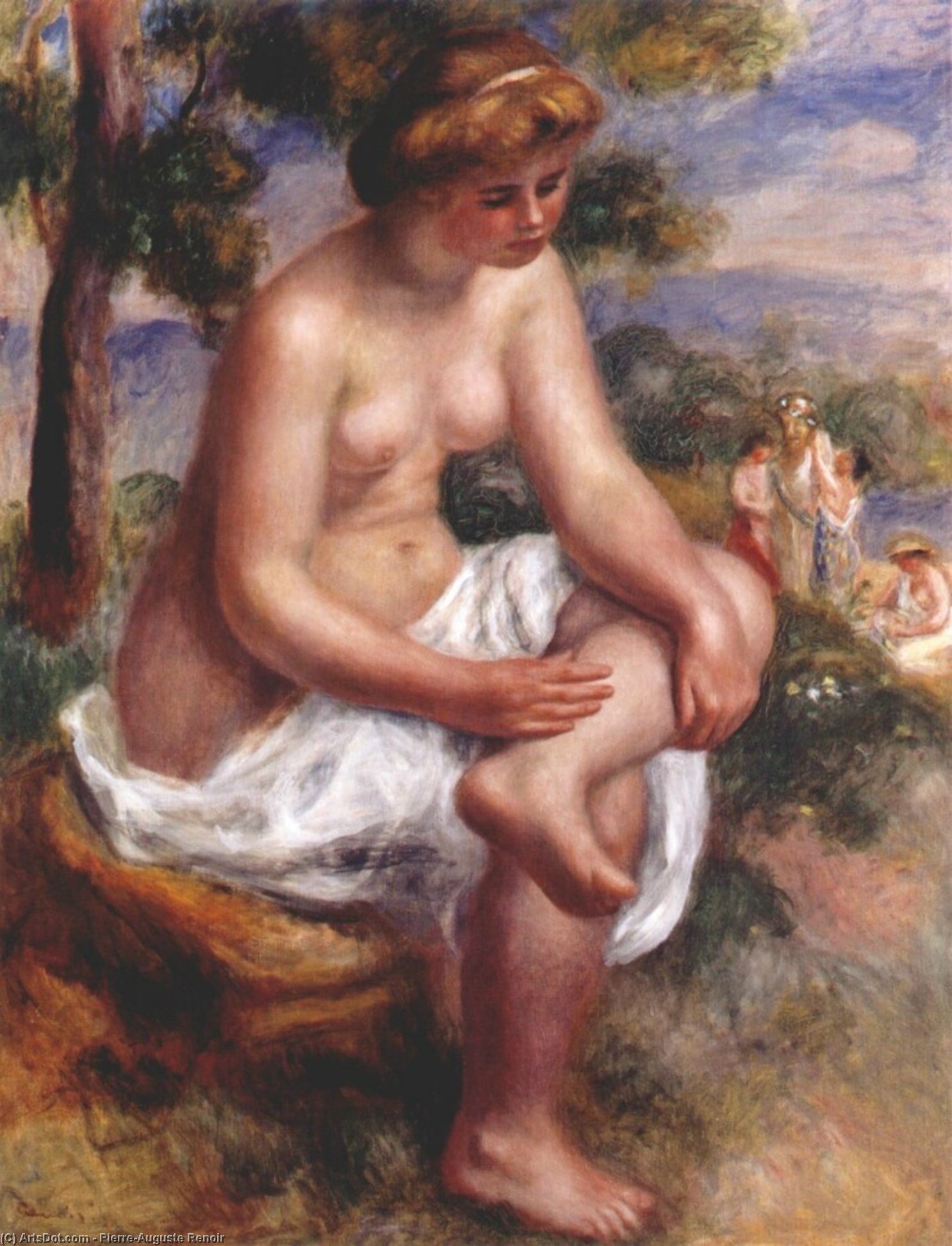 Seated Bather In A Landscape — Pierre-auguste Renoir