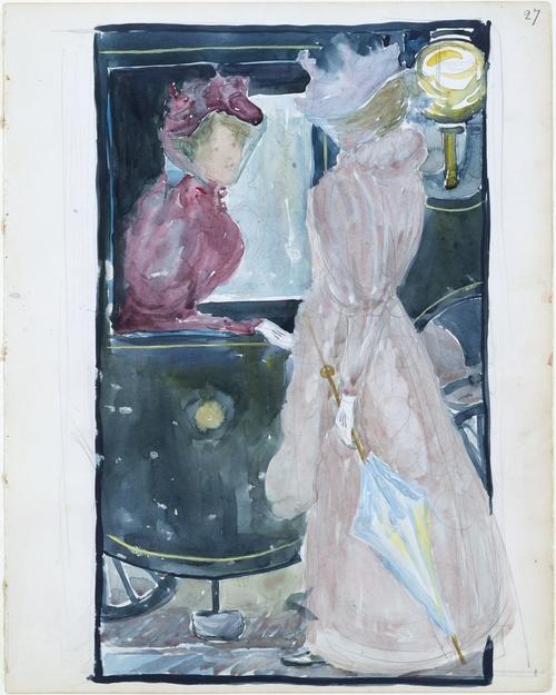 Two Women Stopping To Converse With An Acquaintance Riding In A Carriage — Maurice Brazil Prendergast