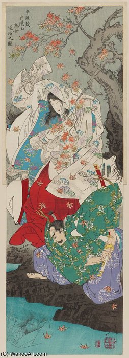 Taira Koremochi Vanquishes A Female Demon At Togakushi Mountain — Tsukioka Yoshitoshi