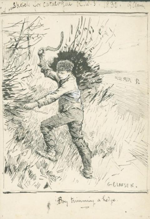 Drawing After 'boy Trimming A Hedge' — Sir George Clausen