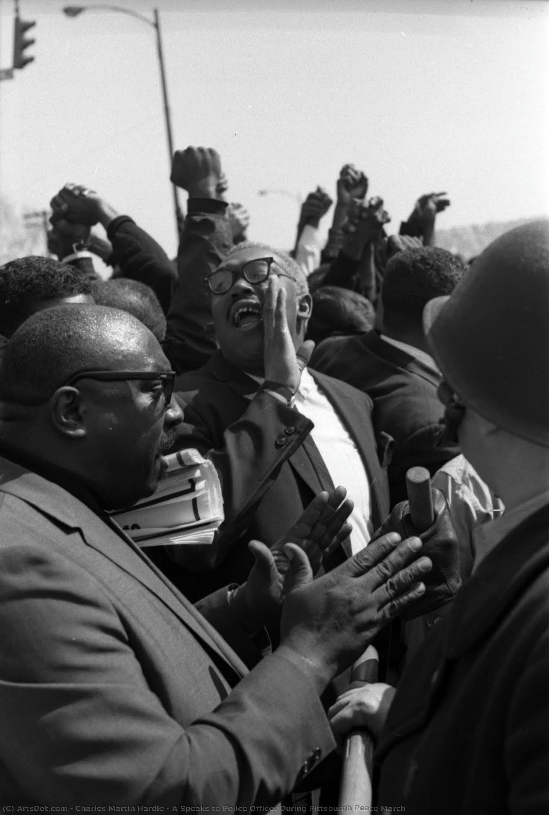 A Speaks To Police Officer During Pittsburgh Peace March — Charles Martin Hardie