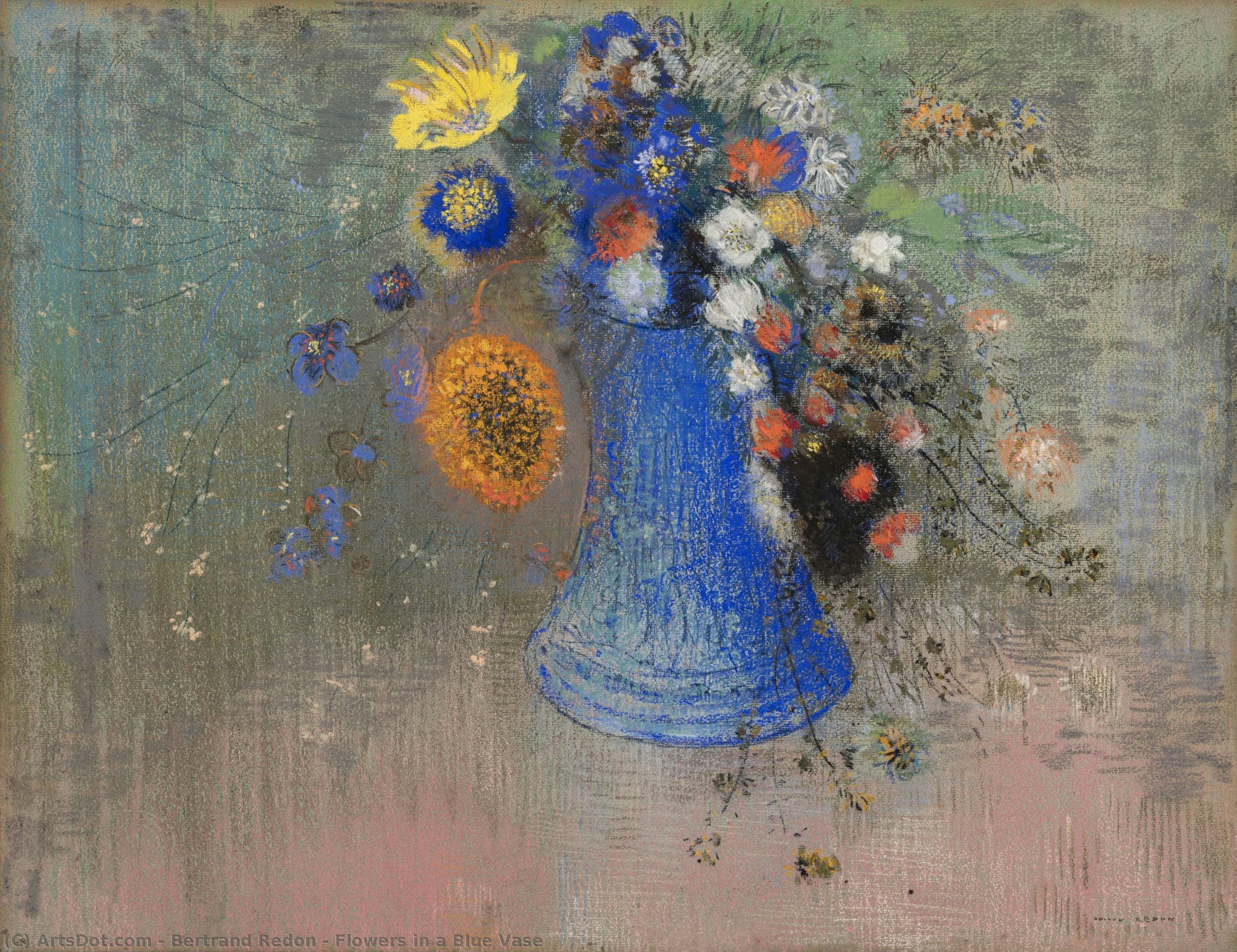 Flowers In A Blue Vase — Bertrand Redon