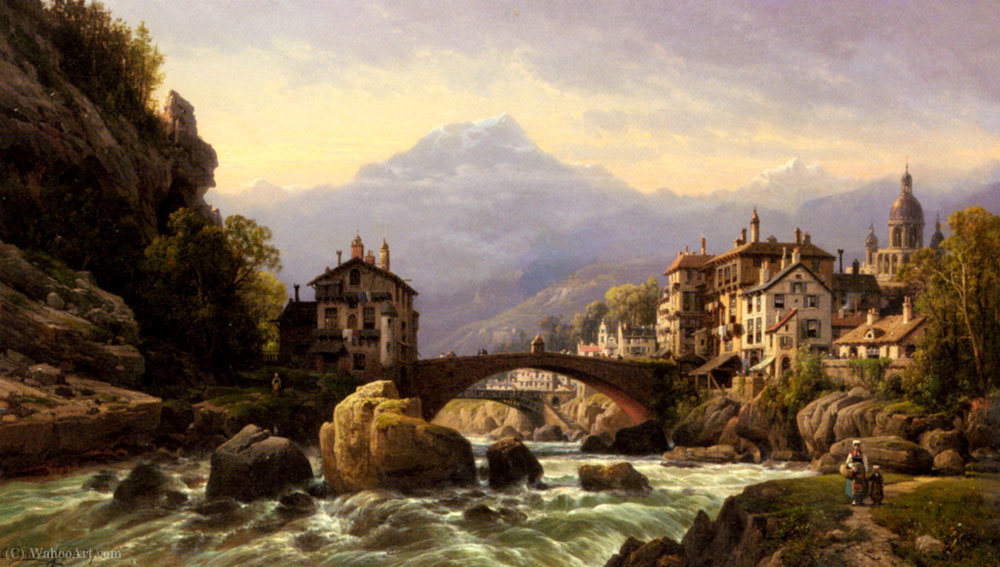 An Alpine Village — Charles Euphraisie Kuwasseg