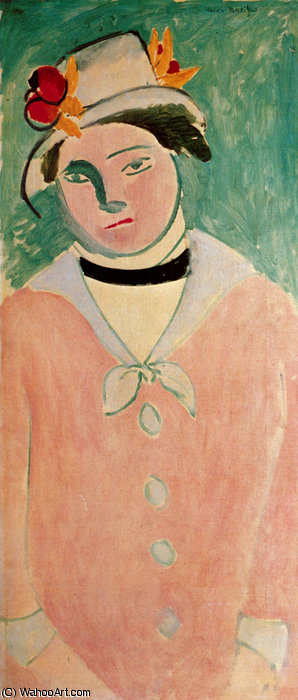 Marguerite Au Chapeau De Roses Huile Sur Toile Collection Particulière — Henri Matisse