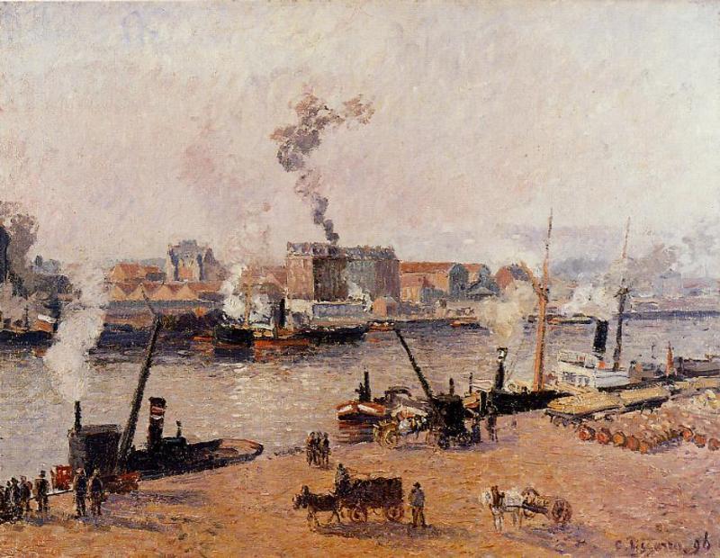 Mañana Con Niebla, Ruan — Camille Pissarro