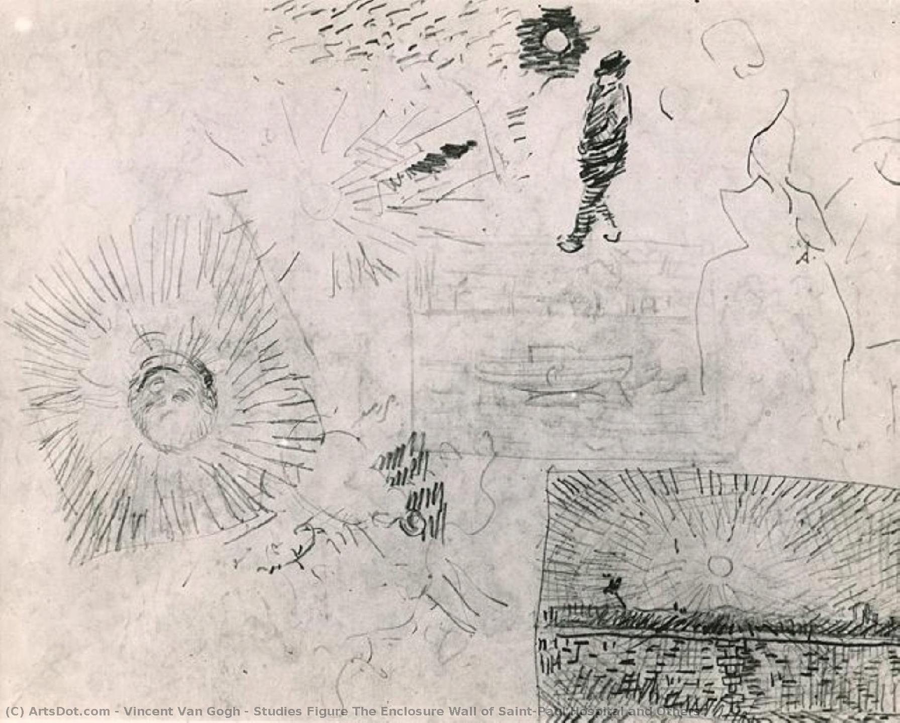 Studies Figure The Enclosure Wall Of Saint-paul Hospital And Others — Vincent Willem Van Gogh