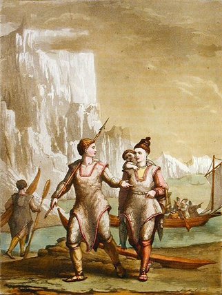Greenland Men And Women Returning From Fishing — Gallo Gallina