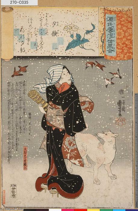 Bijin With A Dog In The Snow — Utagawa Kuniyoshi