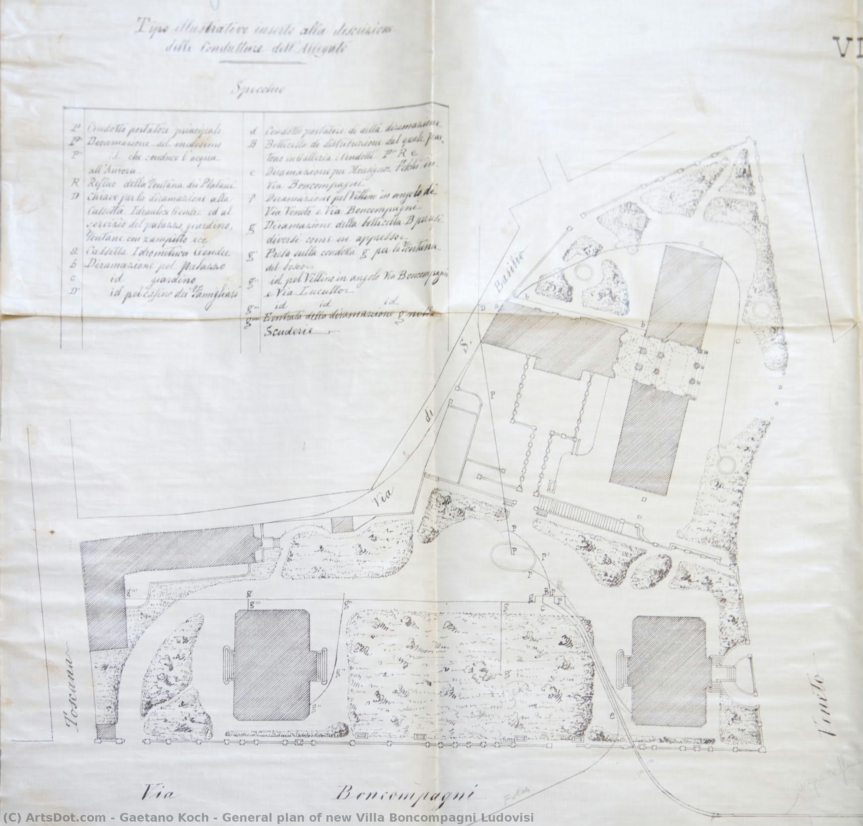 General Plan Of New Villa Boncompagni Ludovisi — Gaetano Koch