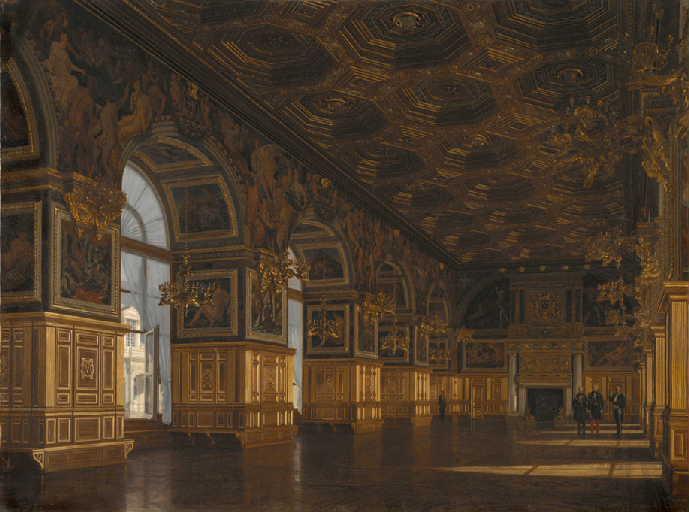 Vue Perspective De La Salle Des Fêtes Ou Galerie Henri Ii À Fontainebleau (henri Ii À Fontainebleau) — Navlet Victor