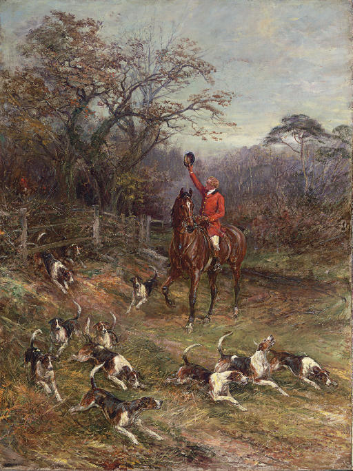 Hounds On The Scent Leaving A Covert — Heywood Hardy