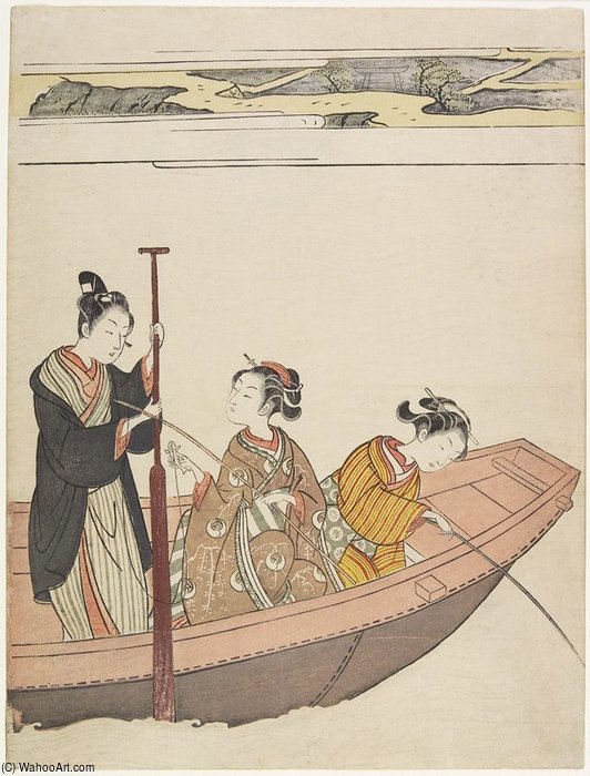 Fishing Near Mimeguri Shrine On The Sumida River — Suzuki Harunobu